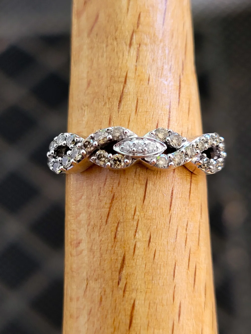 LeVian 14K White Gold Chocolate & Vanilla Diamond Infinity Ring Size 6.5